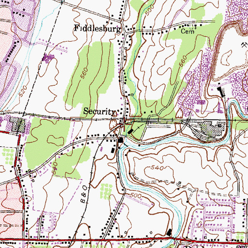 Topographic Map of Security Post Office (historical), MD
