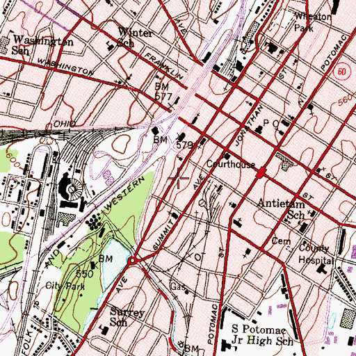 Topographic Map of South Prospect Street Historic District, MD