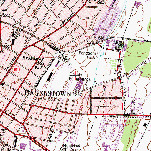Topographic Map of Washington County Fairgrounds, MD