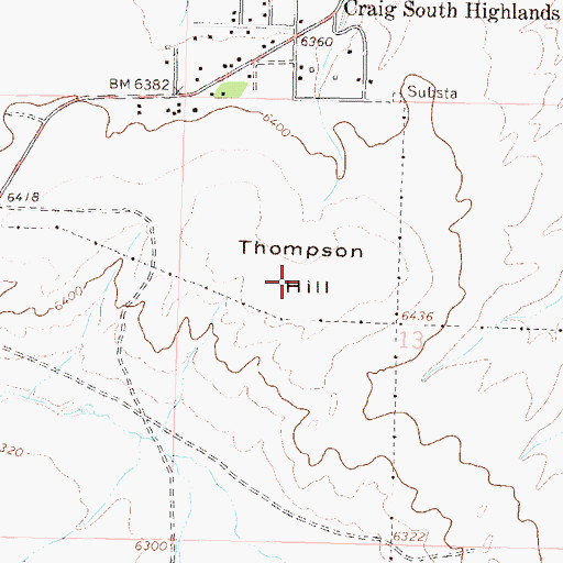 Topographic Map of Thompson Hill, CO