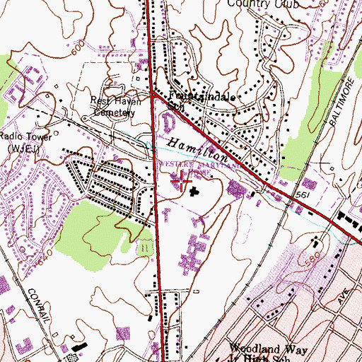 Topographic Map of Western Maryland Hospital Center, MD