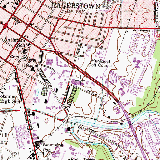 Topographic Map of Ames Shopping Center, MD
