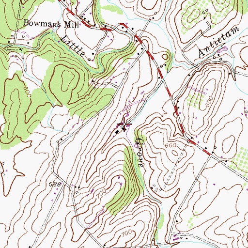 Topographic Map of Brook Lane Psychiatric Center, MD