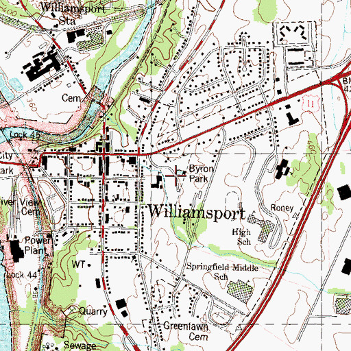 Topographic Map of Byron Park, MD