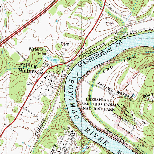 Topographic Map of Falling Waters Ferry (historical), MD