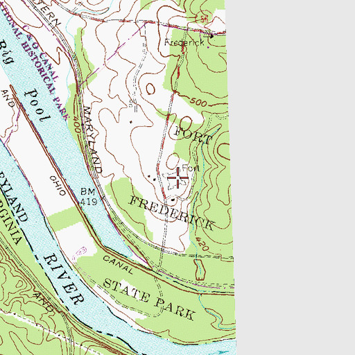 Topographic Map of Fort Frederick (historical), MD