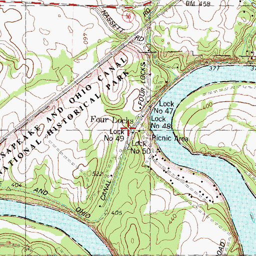 Topographic Map of Four Locks Ranger Station, MD