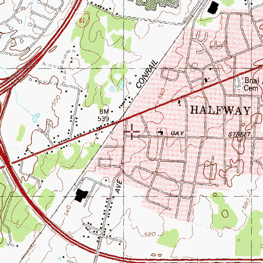 Topographic Map of Gay Street Brethren Church, MD