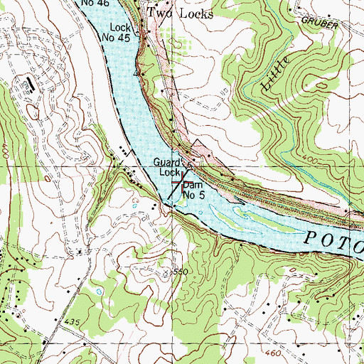 Topographic Map of Guard Lock Number 5, MD