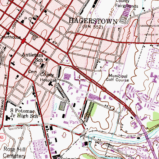 Topographic Map of Hamilton Run Shopping Center, MD