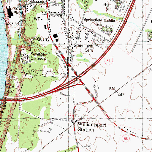 Topographic Map of Interchange 1, MD