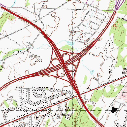 Topographic Map of Interchange 4, MD