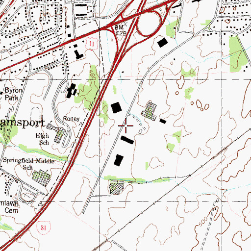 Topographic Map of Interstate Industrial Park, MD