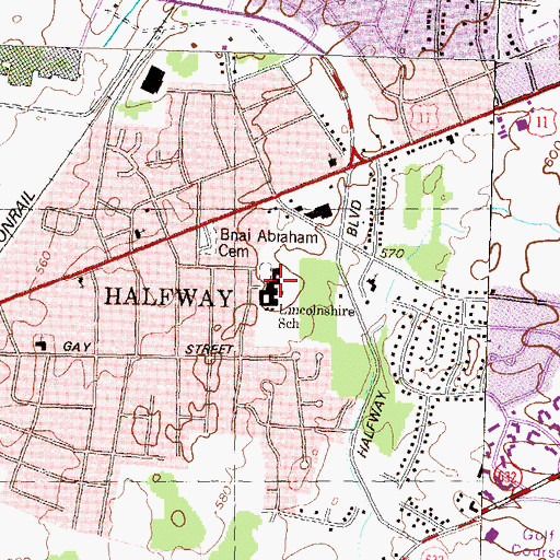 Topographic Map of Lincolnshire Elementary School, MD