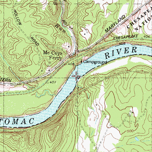 Topographic Map of McCoys Ferry (historical), MD