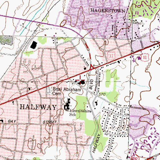 Topographic Map of Old Orchard Shopping Center, MD