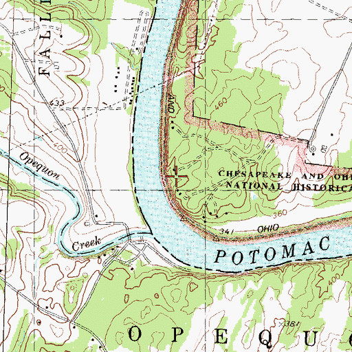 Topographic Map of Opequon Junction Campground, MD