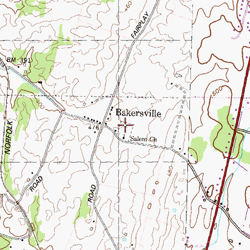 Topographic Map of Salem Cemetery, MD