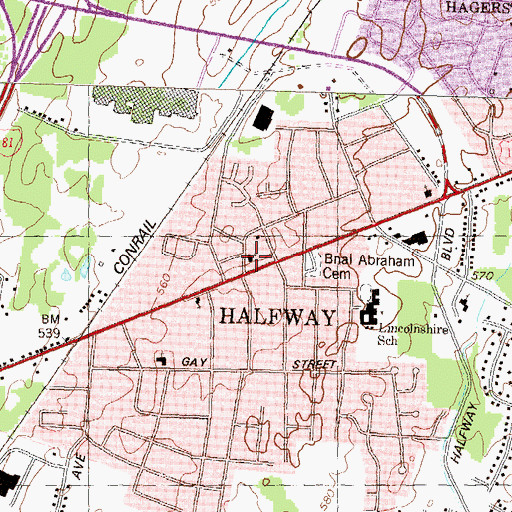 Topographic Map of Virginia Avenue Baptist Church, MD