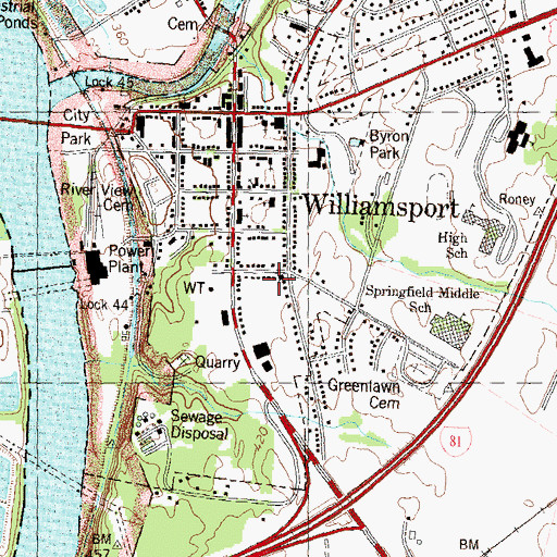 Topographic Map of Williamsport Church of God, MD