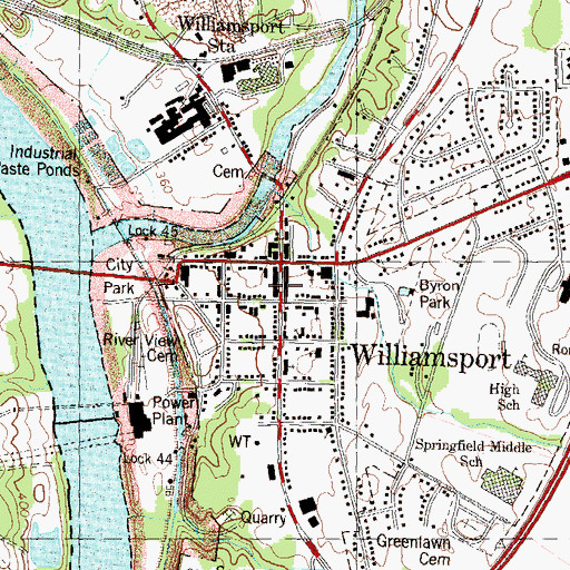 Topographic Map of Williamsport City Hall, MD