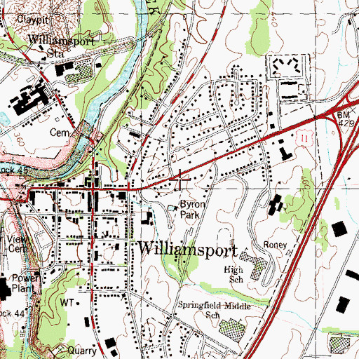 Topographic Map of Williamsport Memorial Library, MD
