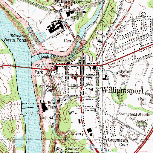 Topographic Map of Williamsport Post Office, MD