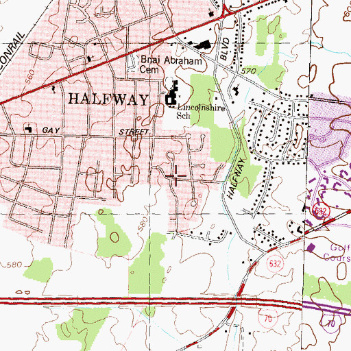 Topographic Map of Woodmoor, MD