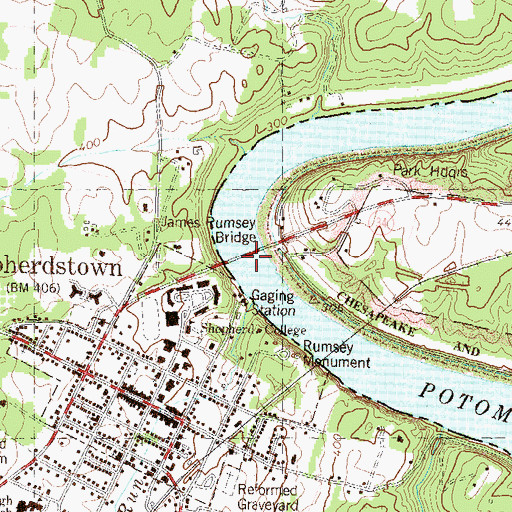 Topographic Map of Blackfords Ferry (historical), MD