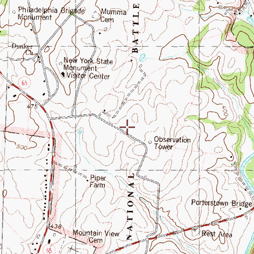 Topographic Map of Bloody Lane, MD
