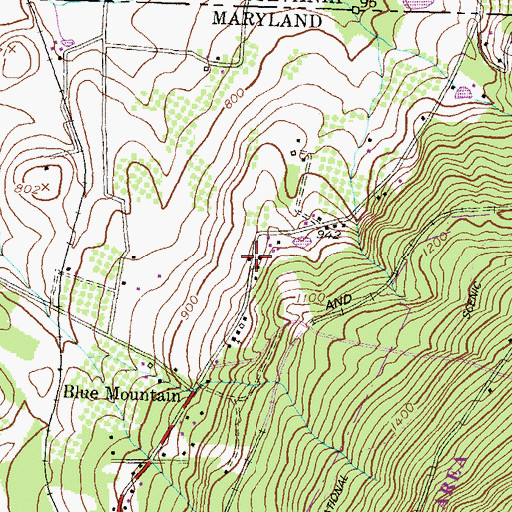 Topographic Map of Blue Mountain School (historical), MD