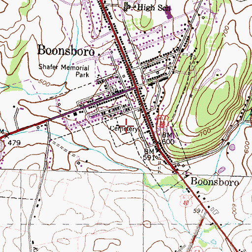 Topographic Map of Boonsboro Cemetery, MD