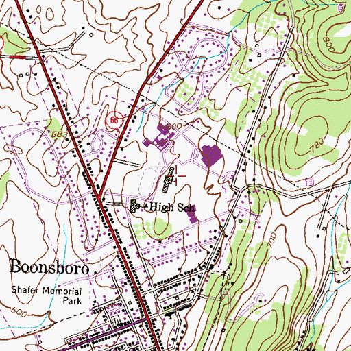 Topographic Map of Boonsboro Middle School, MD