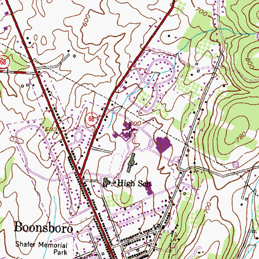 Topographic Map of Boonsboro High School, MD