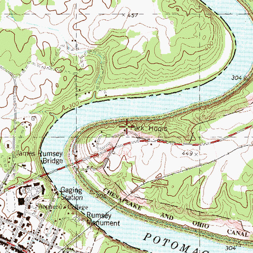 Topographic Map of Chesapeake and Ohio Canal National Historical Park Headquarters, MD