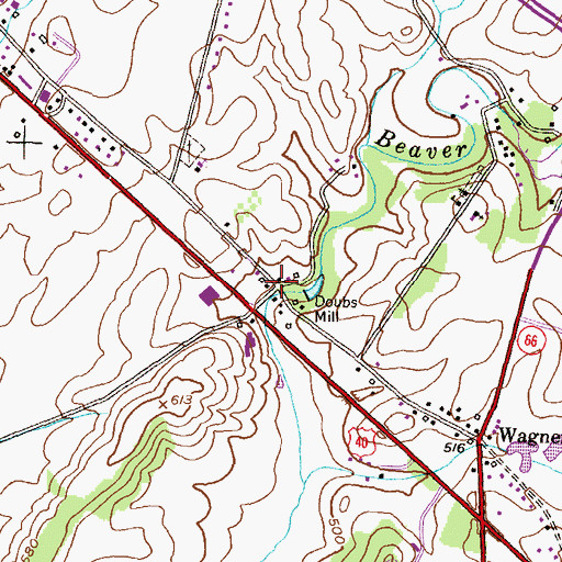 Topographic Map of Doubs Mill Historic District, MD