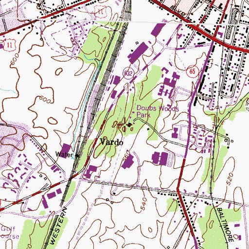 Topographic Map of Doubs Woods Park, MD