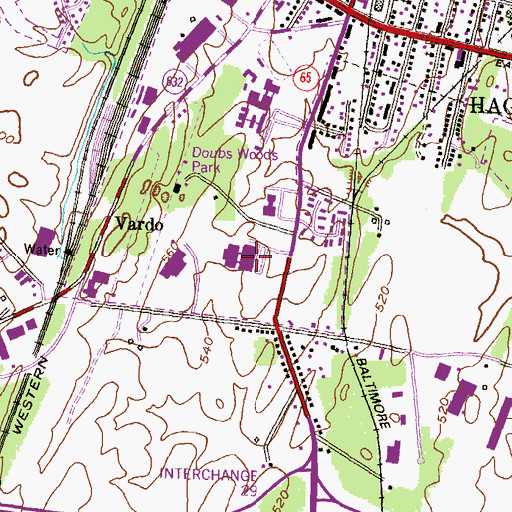 Topographic Map of E Russell Hicks Middle School, MD