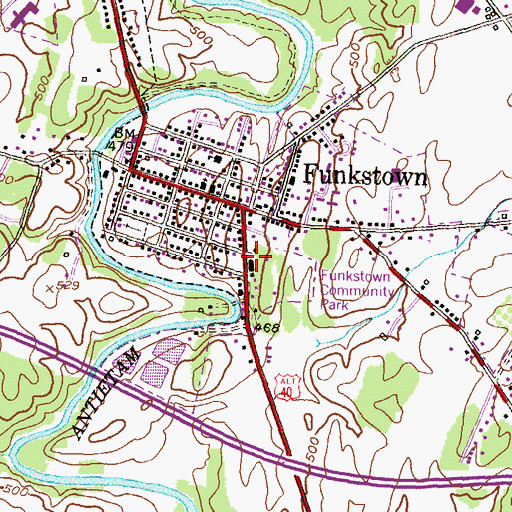 Topographic Map of Funkstown Post Office, MD