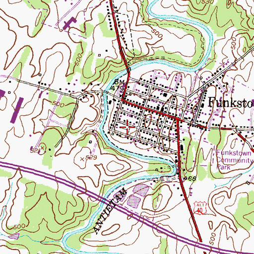 Topographic Map of Funkstown Public Cemetery, MD