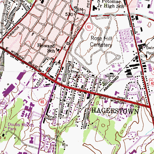 Topographic Map of Hagerstown Christian Church, MD