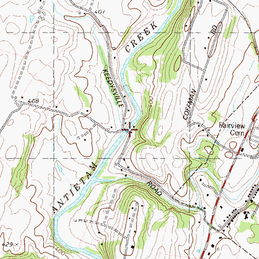 Topographic Map of Hicks Bridge, MD