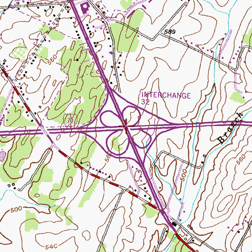 Topographic Map of Interchange 32, MD