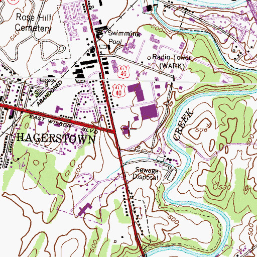 Topographic Map of Kenley Village Shopping Center, MD