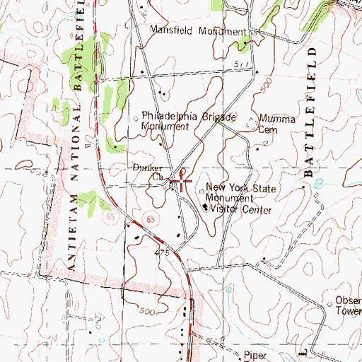Topographic Map of Maryland Monument, MD