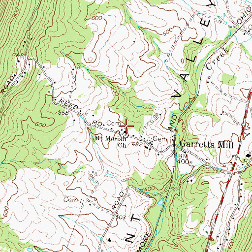 Topographic Map of Mount Moriah Baptist Church Cemetery, MD