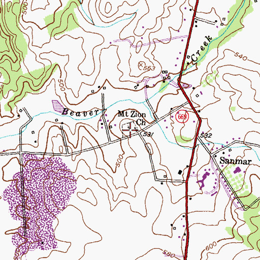 Topographic Map of Mount Zion Cemetery, MD