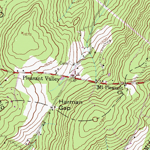 Topographic Map of Pleasant Valley School (historical), MD