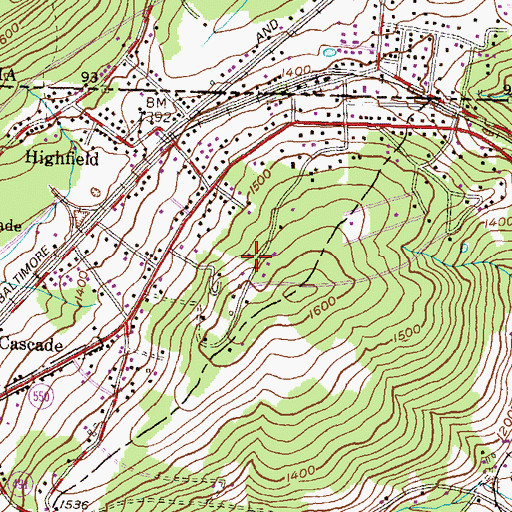 Topographic Map of Rowland Hill, MD