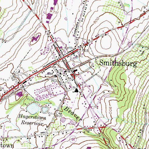 Topographic Map of Saint Paul United Methodist Church, MD